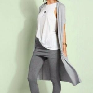 CABI #5412 Knit Hoodie Vest Long Cardigan Sweater Sleeveless Gray Size S